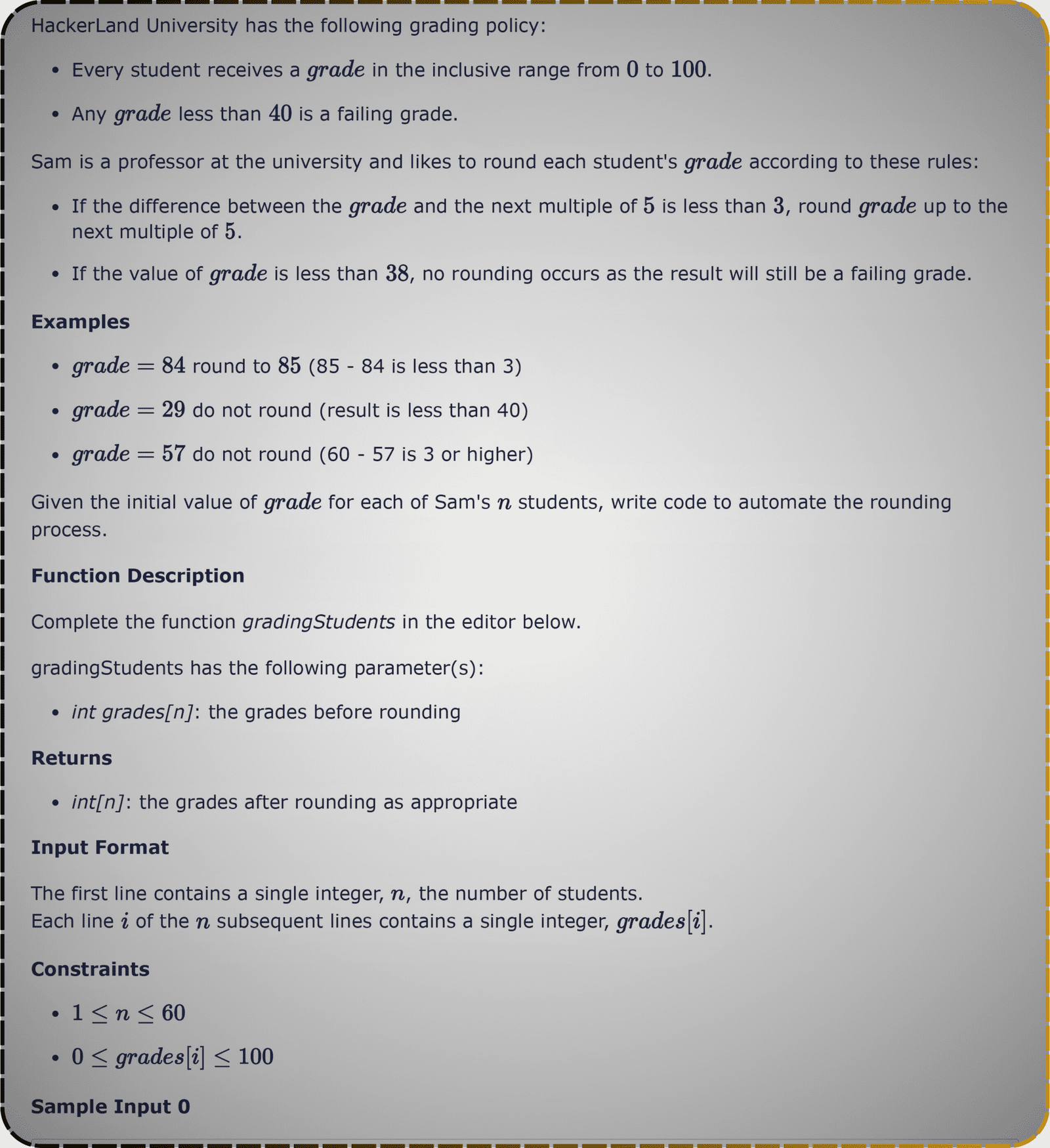Grading Students - Java HackerRank Solution